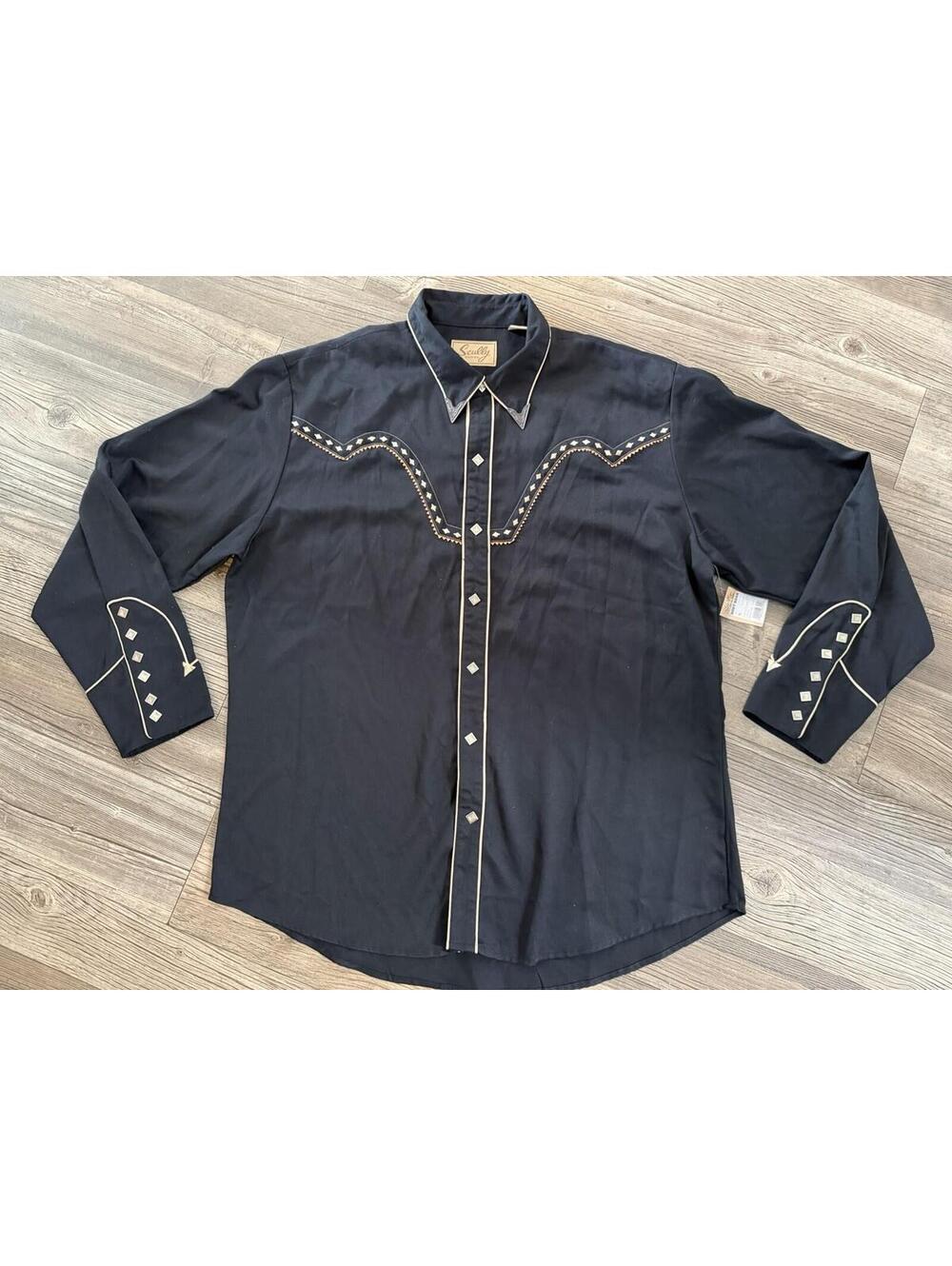 Scully Men's Diamond Embroidered Western Diamond Snap Shirt Sz XL NWT